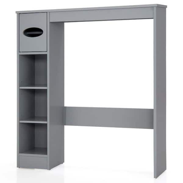 ANGELES HOME 30 in. W x 7.5 in. D x 32 in. H Gray Bathroom Over The Toilet Storage Cabinet with Paper Holder and Adjustable Shelf