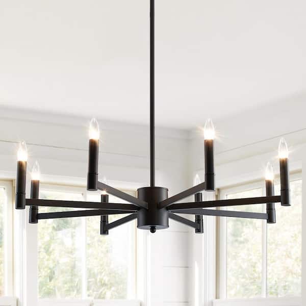 8-Light Black Candle Chandelier Modern Farmhouse Ceiling Light for Dining Room, Living Room, Bedroom, Kitchen Island
