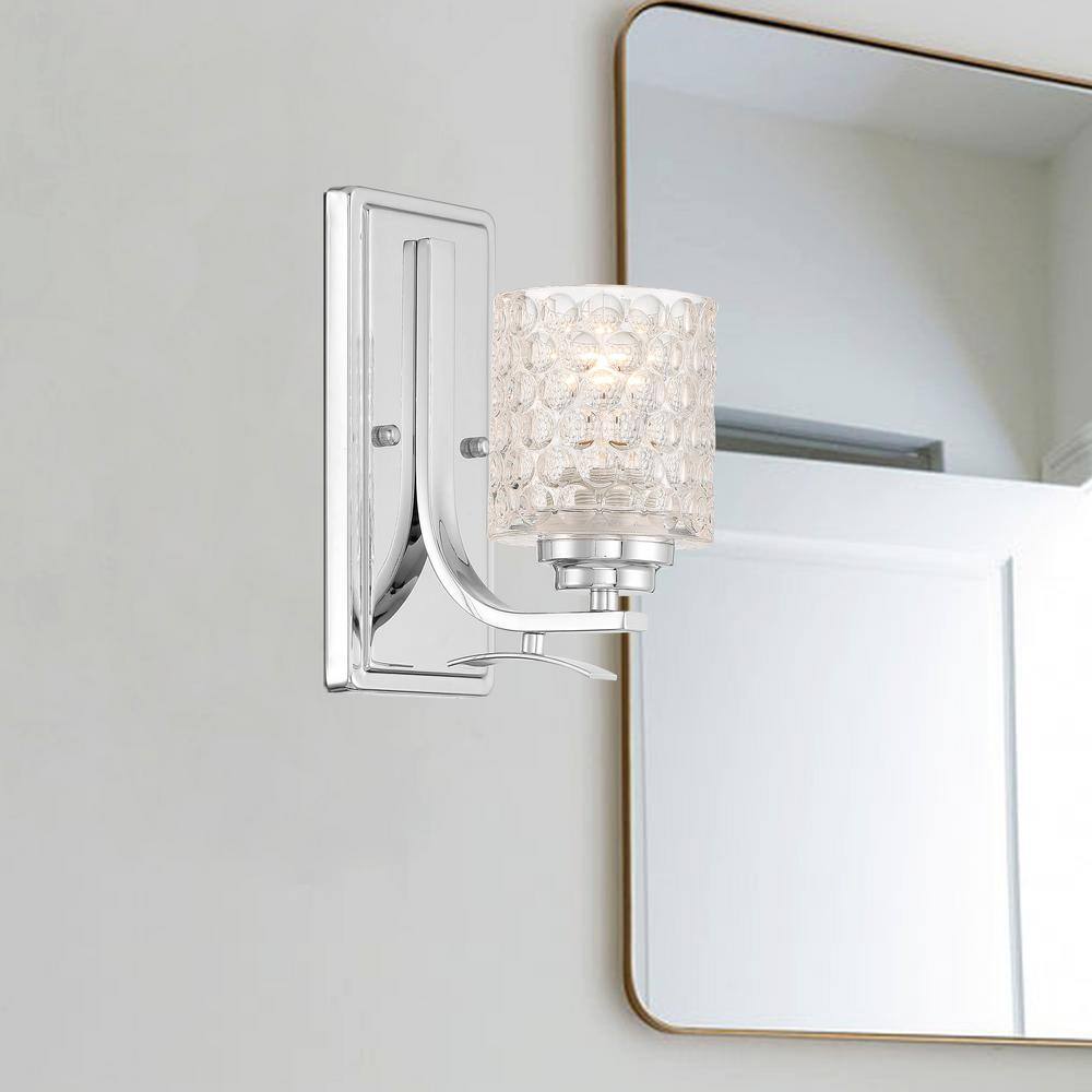Chrome Glass Shade Dimmable Vanity Sconce
