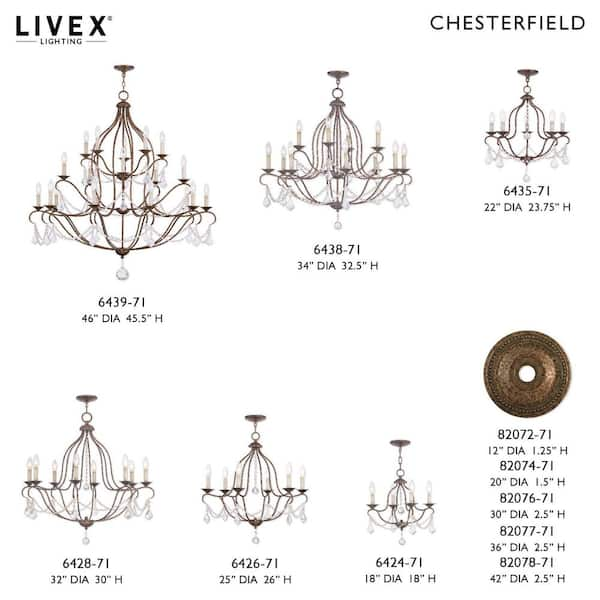 Livex Lighting Chesterfield 12 Light Hand Applied Venetian Golden