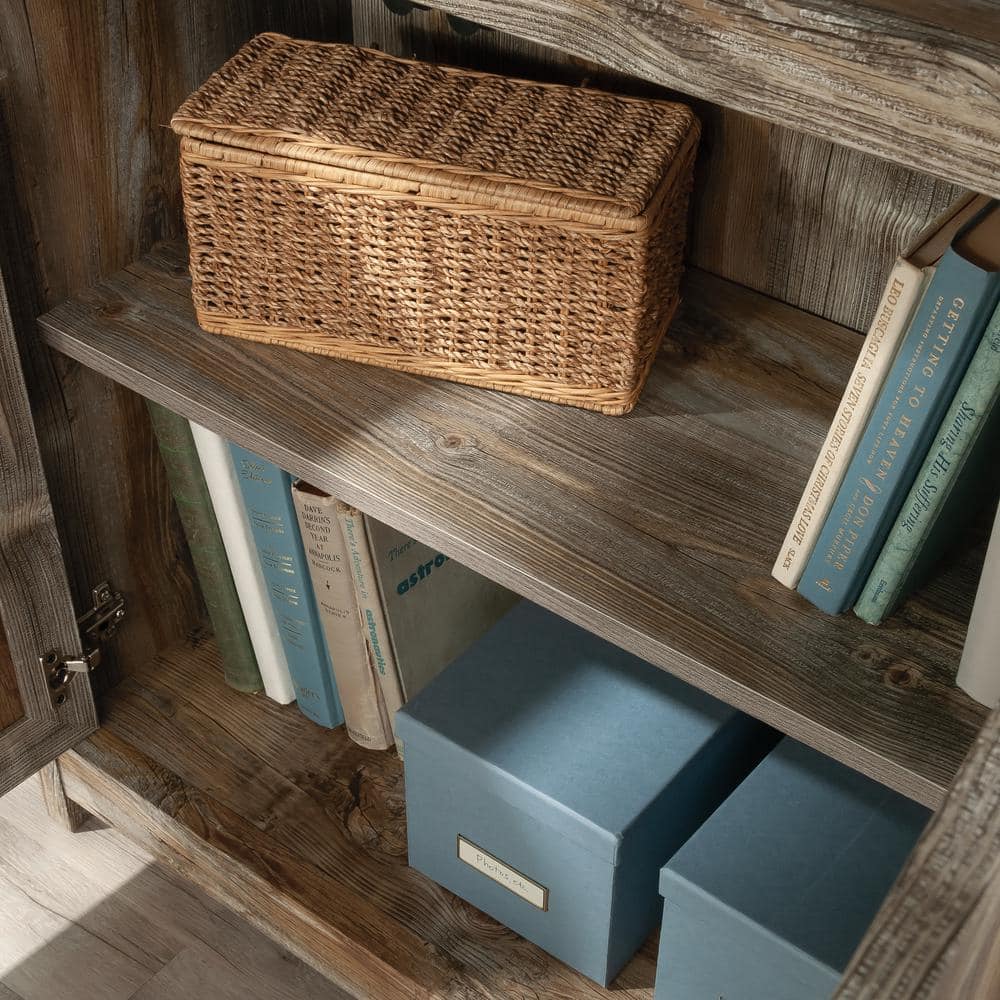 Rustic Cedar 71.5" Adjustable 5-Shelf Bookcase with Doors