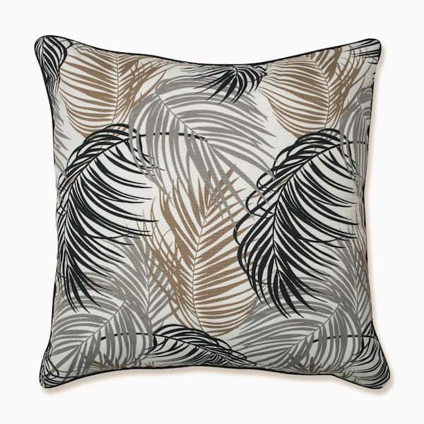Pillow Perfect Floral Black Square Outdoor Square Throw Pillow