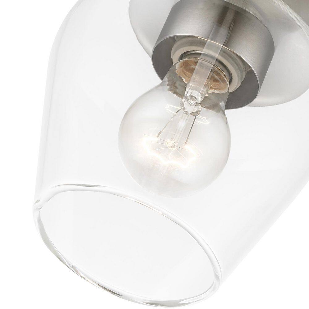 Willow Brushed Nickel 1-Light Indoor/Outdoor Flush Mount with Clear Glass