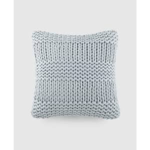 Light Blue Cozy Chunky Knit Acrylic 20in. x 20in. Decor Throw Pillow