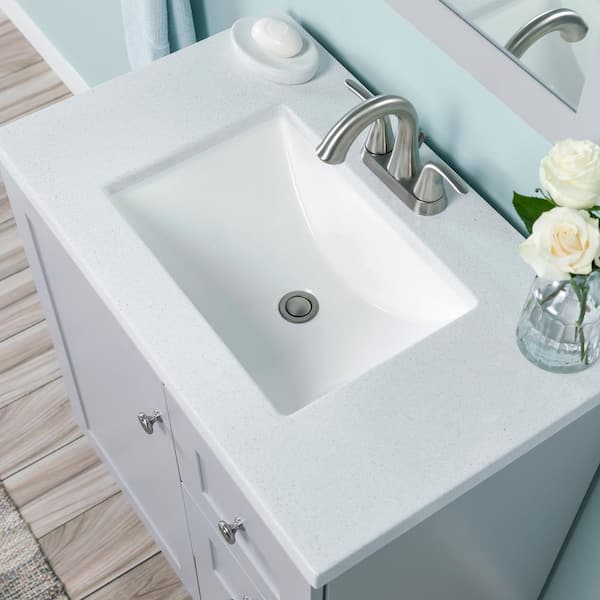 Glacier Bay Brindley 30 in W x 20 in D x 35 in H Single Sink Freestanding  Vanity in Gray w/ Veined White Engineered Stone Top HDBD30VG - The Home