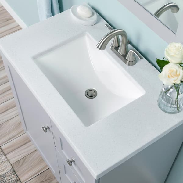 Glacier Bay Everdean 30 in. W x 19 in. D x 34 in. H Single Sink Bath Vanity  in Pearl Gray with White Cultured Marble Top EV30P2-PG - The Home Depot