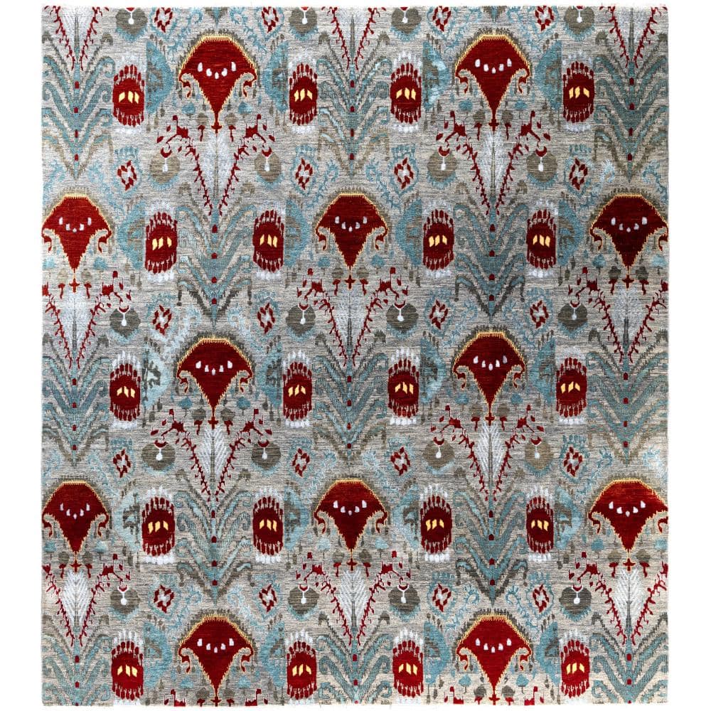 Ikat Gray 9 X 12 Hand-Knotted Wool Silk Indoor Area Rug price history on PriceWatchPro