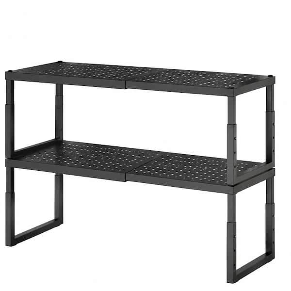 Adjustable Metal 2 Shelf Expandable Countertop and Cabinet Spice Rack Organizer in Rust Resistant Finish
