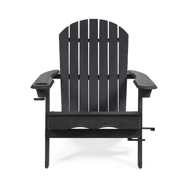 Zeus & Ruta Outdoor Classic Dark Grey Folding Wood Adirondack Chair Can