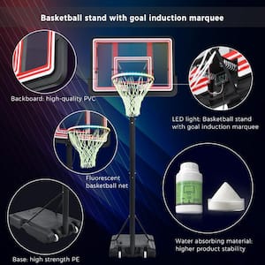 4.76 ft. to 10 ft. Height Adjustable Portable Outdoor Basketball Hoops with Large Base