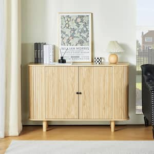 Natural Wood 47 in. 2-Door Curved Storage Cabinet Sideboard (15. 74 in. D x 47. 24 in. W x 31. 49 in. H)