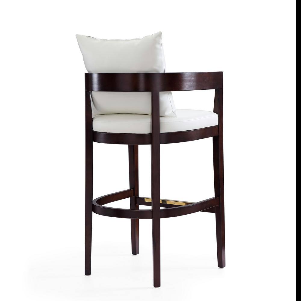 Manhattan Comfort Ritz Ivory Leather Beech Wood Barstool - 38"