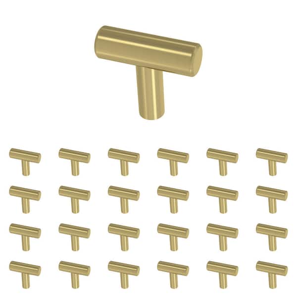 Reviews for Franklin Brass (30-Pack) Simple Round Bar 1-1/4 in. (32 mm)  Modern Satin Gold T-Shaped Bar Cabinet Knobs | Pg 1 - The Home Depot