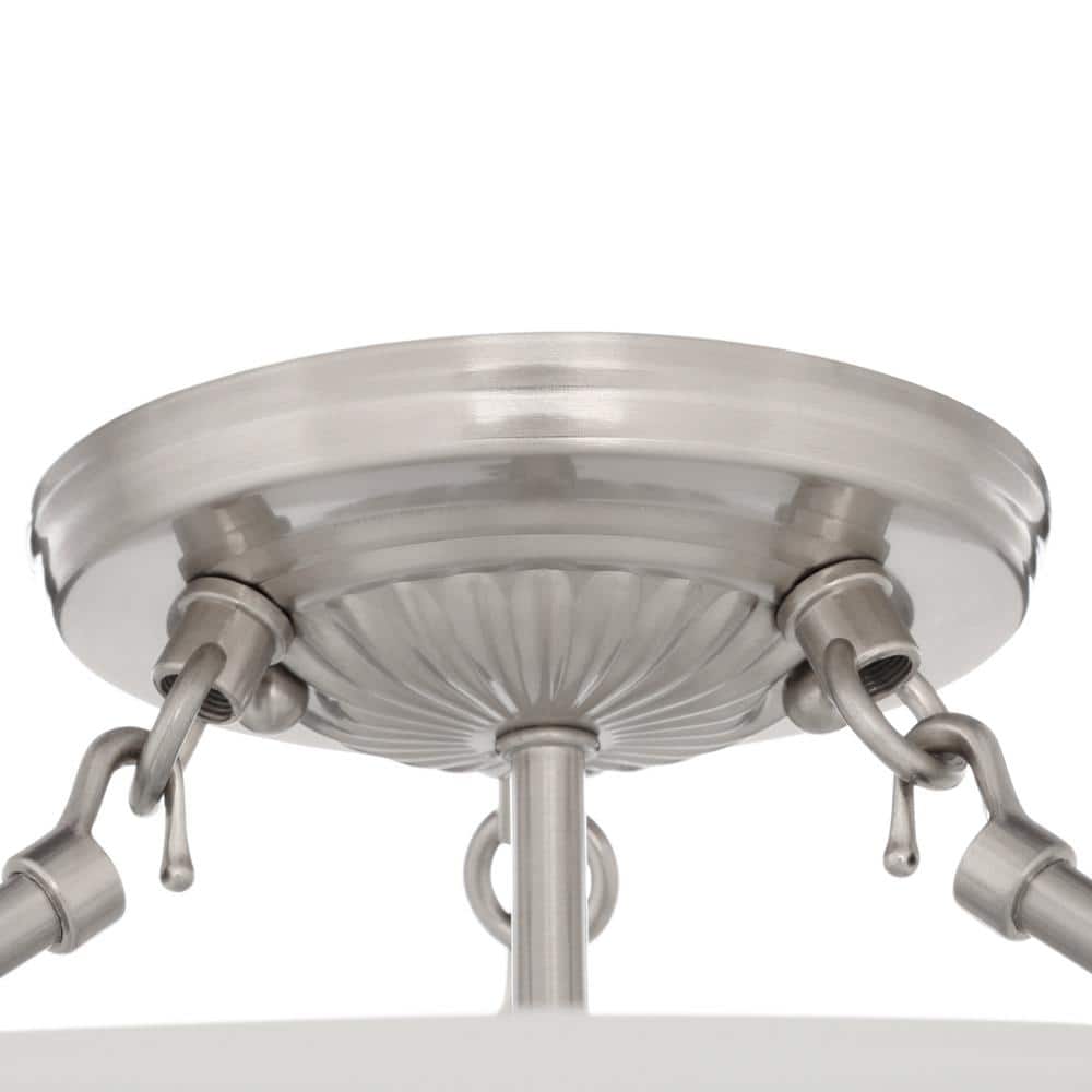 Oasis 16" Brushed Nickel 3-Light Semi Flush Mount with Alabaster Glass