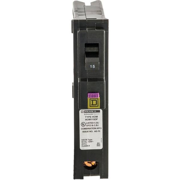 Square D Homeline HOM115PDFC Plug-On Neutral Dual Function Breaker for sale online 