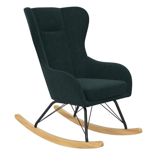 Harper Wingback Rocker, Blue Linen