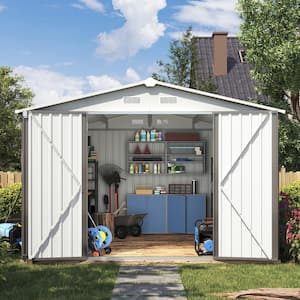 10 ft. W x 10 ft. D Gray Metal Storage Shed with Double Door and 4 Air Vents (90 sq.ft.)