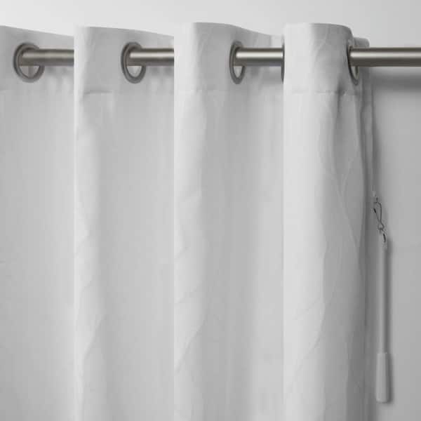 Forest Hill Patio Winter White Nature Woven Room Darkening Grommet Top Curtain, 108 in. W x 84 in. L