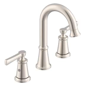Northerly 8 in. Widespread Double Handle Bathroom Faucet with 50/50 Touch Down Drain in Brushed Nickel