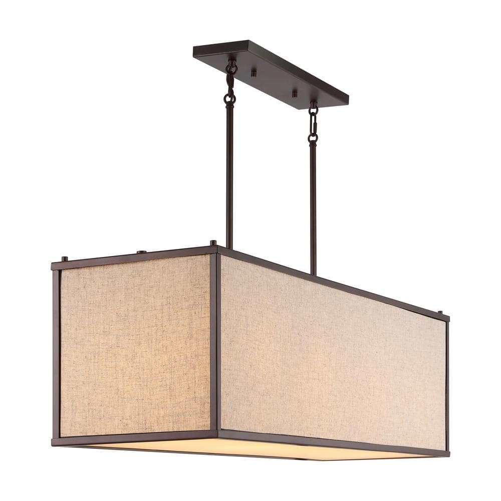 Cole 42" Oil Rubbed Bronze Linen LED Pendant Light