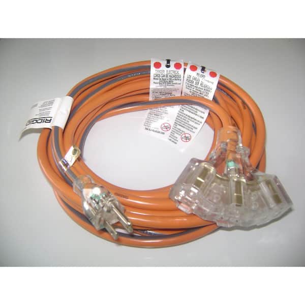 RIDGID 25 ft. 14/3 Tri Tap Extension Cord HW14325ROGT The Home Depot