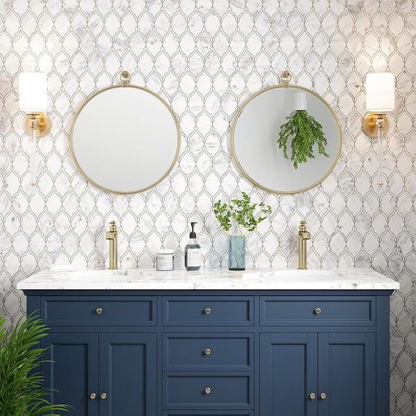 Victorian Gem White 9.125 in. x 11.25 in. Polished Calacatta/Thassos/Marble Wall/Floor Mosaic Tile (7.129 sq. ft./Case)
