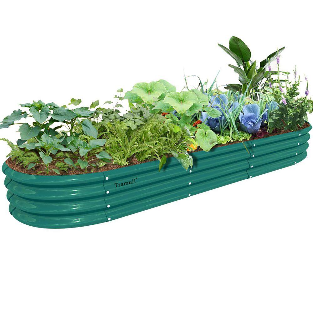 1 Pack 12 x 2 x1FT Galvanized Raised Garden Bed Kit Oval Metal Ground Plant