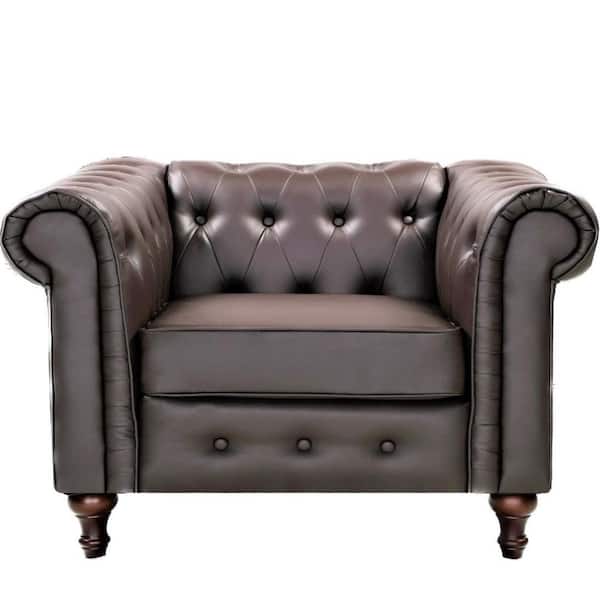 US Pride Furniture Brooks 39.76 in. Brown Faux Leather Upholstered Chair