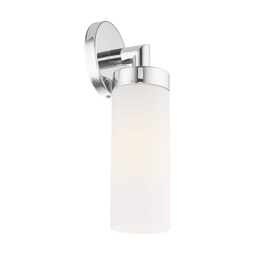 Sleek Urban Aero Chrome Wall Sconce with White Glass Shade