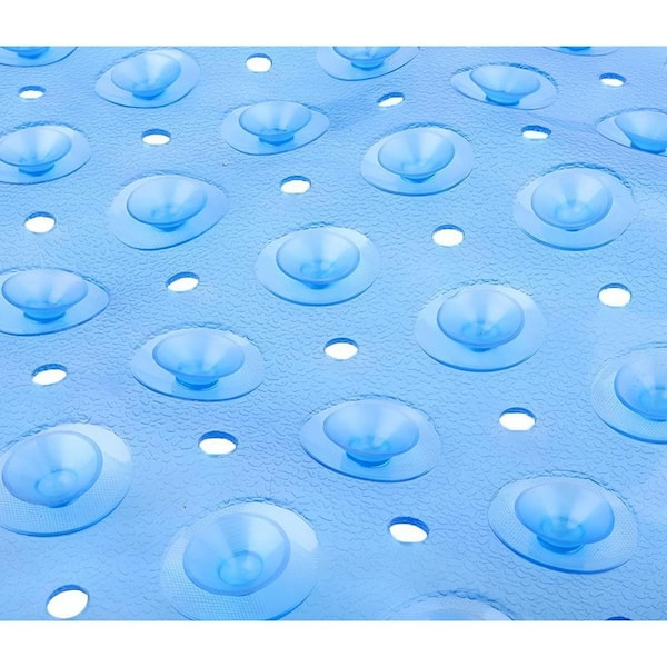 40 in. x 16 in. Blue Solid Color Plastic Rectangle Bath Mat