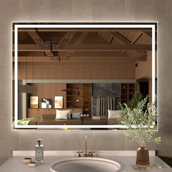 Orliva 48 in. W x 36 in. H Rectangular Frameless LED Wall Bathroom Vanity Mirror