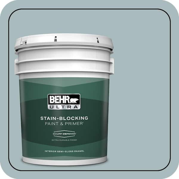 BEHR ULTRA 5 gal. #MQ6-4 Gray Wool Extra Durable Semi-Gloss Enamel Interior Paint & Primer