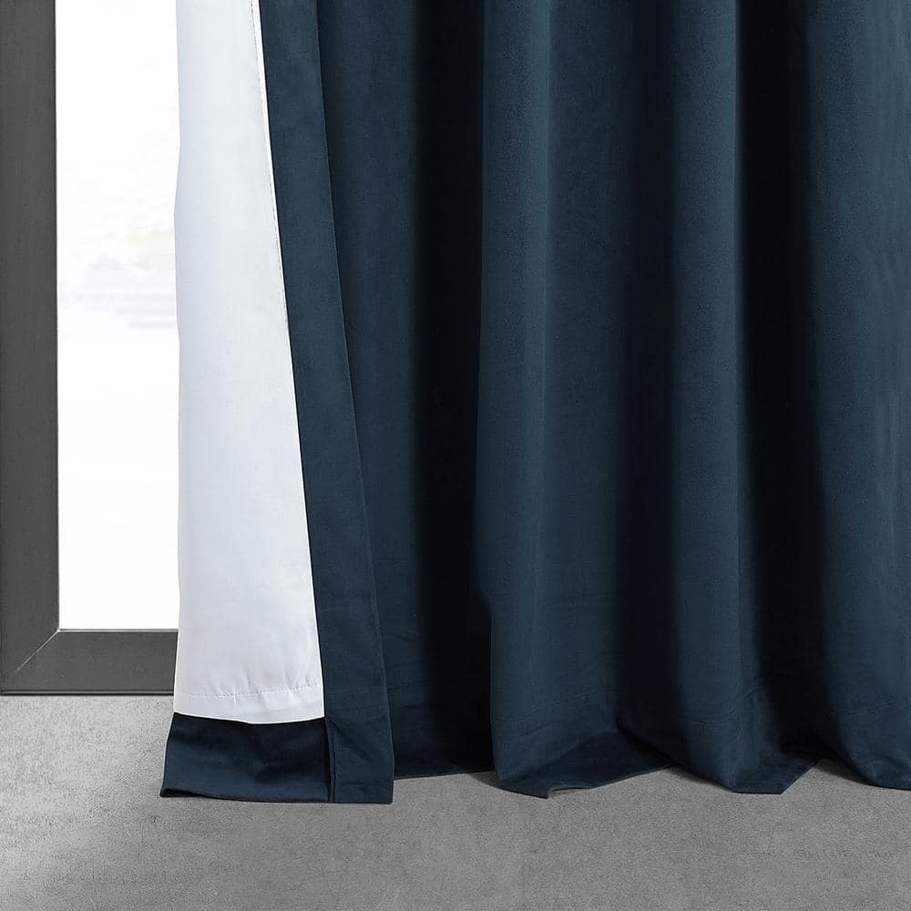 Midnight Blue Velvet Blackout Curtain Panel, 50x84