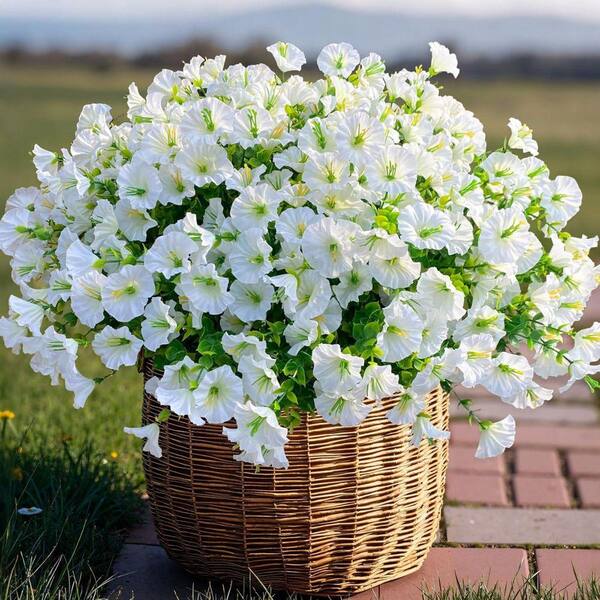 14.2 in. White Indoor/Outdoor Artificial Assorted Flowers