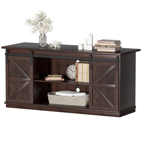 LACOO 58 in. Espresso Composite TV Stand Living Room Hub Fits TV's up