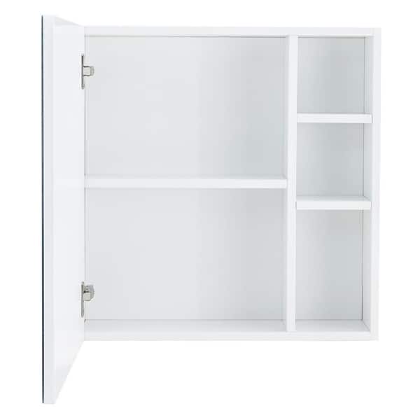 Unbranded 21.7 in. W. x 22 in. H Rectangular White Surface Mount Bathroom Medicine Cabinet with Mirror