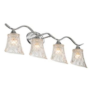 Brescia 31.5 in. 4-lights Chrome Vanity Light with Cut Crystal Glass Shade