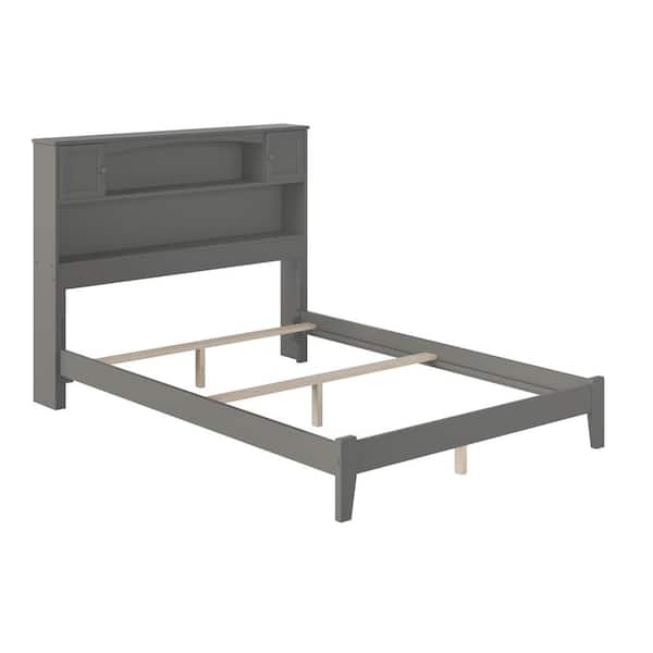 AFI Newport Grey Solid Wood Full Traditional Panel Bed with Open Footboard and Attachable Turbo Device Charger