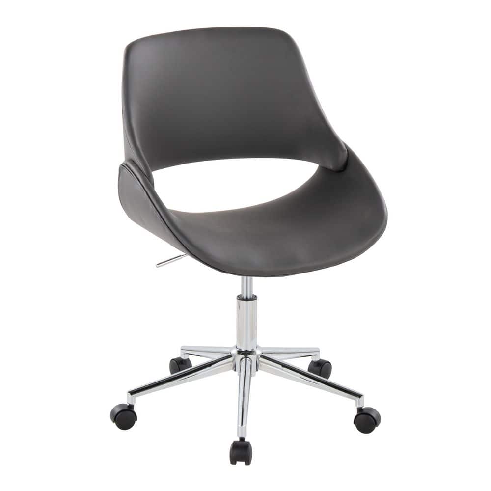 Fabrico Faux Leather Adjustable Height Office Chair in Grey Faux Leather and Chrome Metal with 5-Star Caster Base