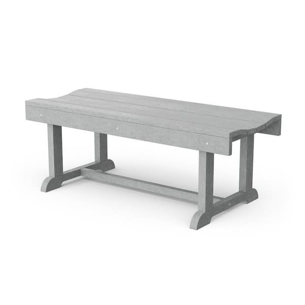 Wildridge Heritage 42 in. Light Gray HDPE Plastic Outdoor Patio Backless Bench
