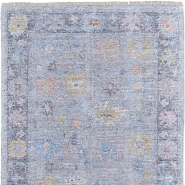 8 X 10 Orange, Blue, Gold Floral Area Rug
