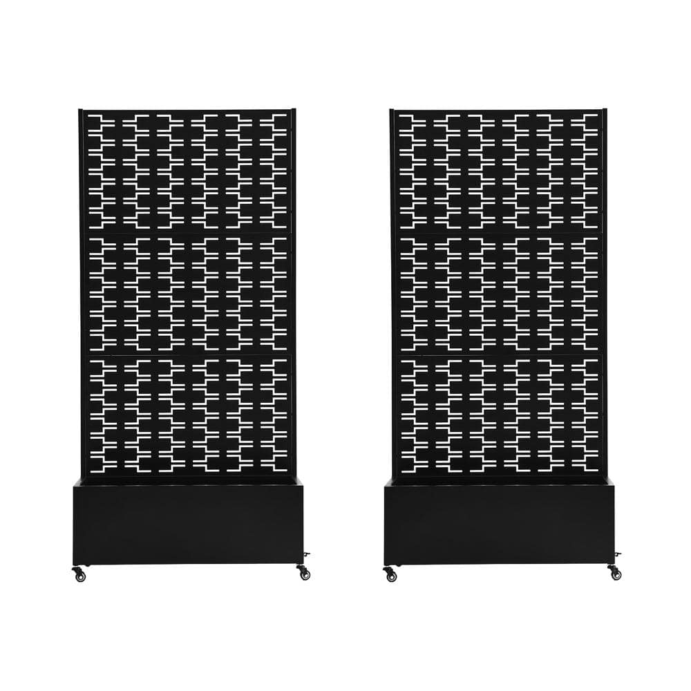 70.8 in. H × 35.4 in. W Black Privacy Metal Garden Fence Screen Panels with Planter Box and Lockable Wheels（2-Pack） price history on PriceWatchPro