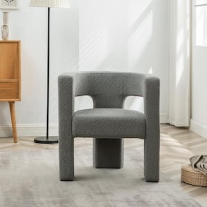Light Gray 28 in. Wide Boucle Upholstered Square Arm Chair