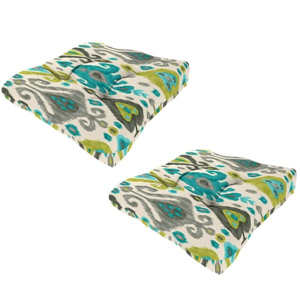 Jordan Manufacturing 19 in. W x 19 in. D x 5 in. T Square Outdoor Wicker Seat Cushion in Paso Turquoise (2-Pack)