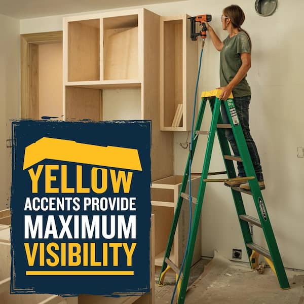 Werner - 8 ft. Fiberglass Step Ladder (12 ft. Reach Height) with 225 lb. Load Capacity Type II Duty Rating