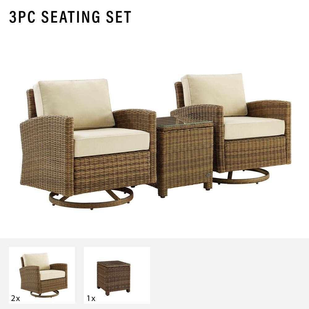 Bradenton 3-Piece Outdoor Wicker Swivel Rocker Chair Set