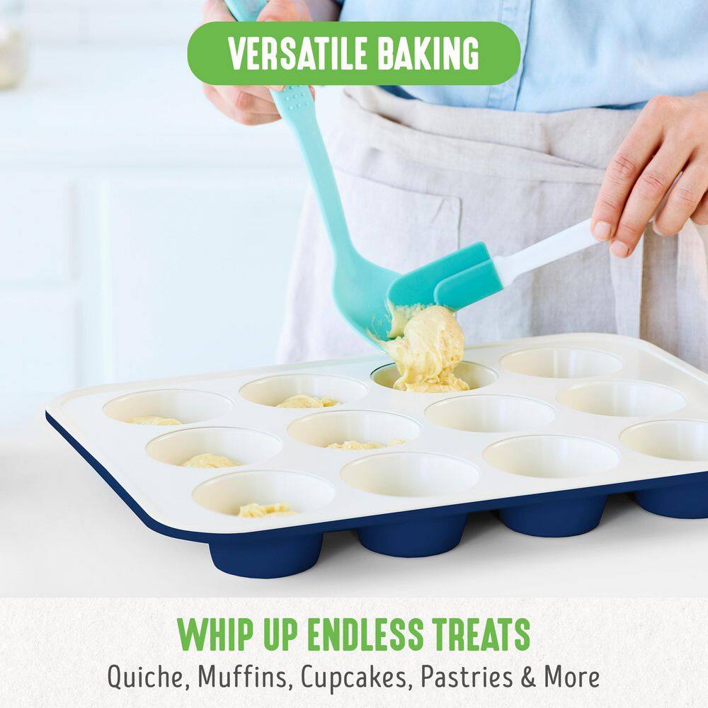 Blue 12-Cup Nonstick Ceramic Muffin Pan