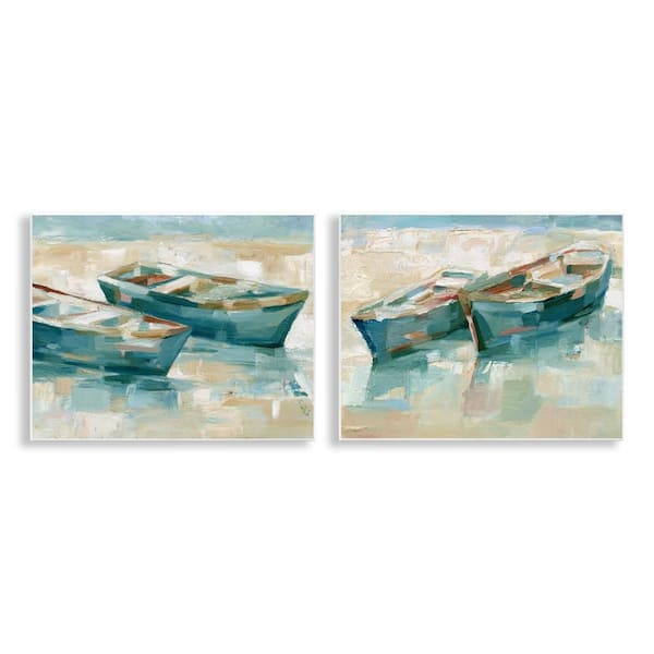 Stupell Industries Rowboat Pairs Washed Ashore by Ethan Harper 2-Pieces Unframed Typography Graphic Art Print 11 in. x 14 in.