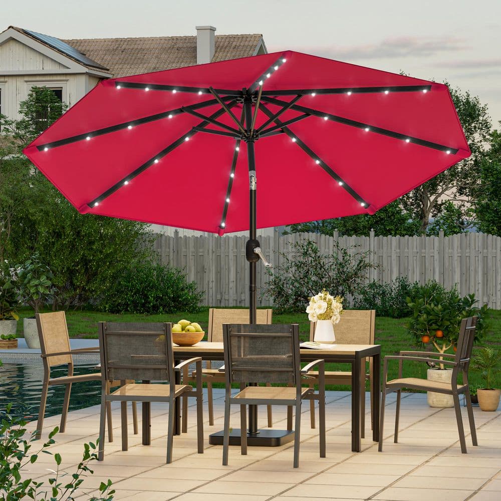 better homes and gardens paxton place 9-foot outdoor patio umbrella Abba 9FT Lyon Patio Outdoor Table Umbrella with Push Button Tilt Crank Market Umbrella 8 Sturdy Ribs UV Protection Waterproof for Garden Deck Backyard Pool Dark Red Color:Shiner Bugaboo MLK Sale All Weather Acacia Wood resistant canopy is made