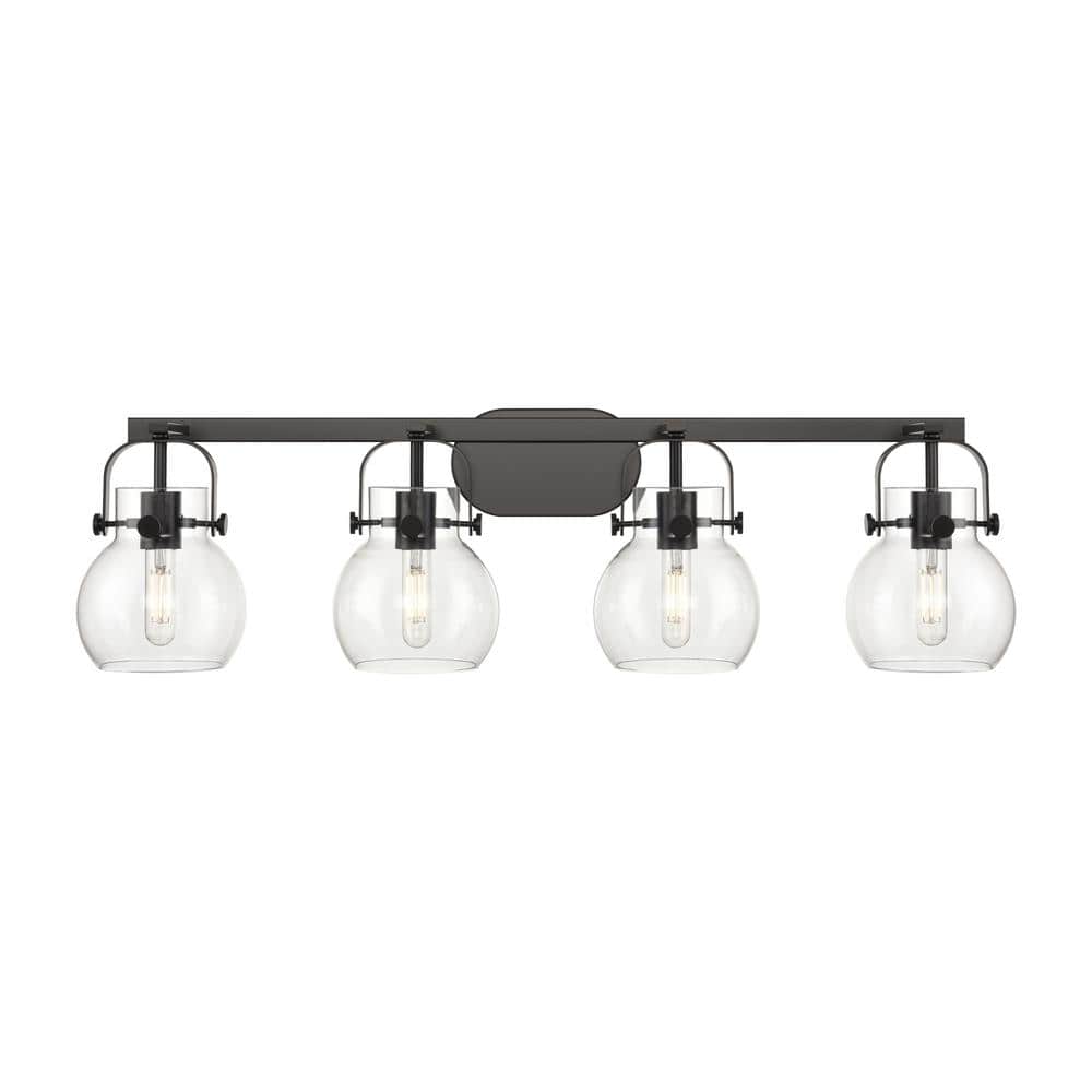 Pilaster II Sphere 36.5 in. 4-Light Matte Black Vanity Light with Glass Shade price history on PriceWatchPro